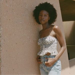 Doen Finella Top Cream Jessamine Calico Size Small